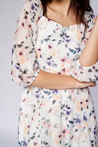 4 - White Floral Curved Dress, image 4