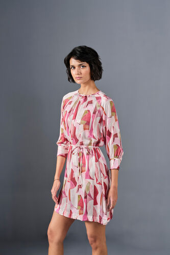 Boho Blossom Viscose Dress, Pink, image 3