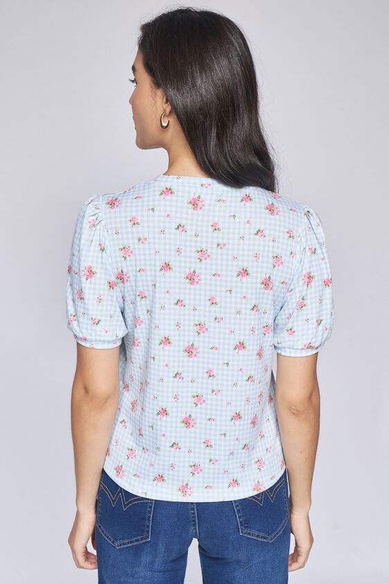 4 - Blue Floral Straight Top, image 4