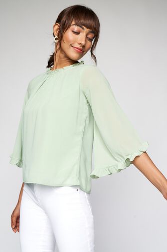 3 - Sage Green Solid Gathered A-Line Top, image 3