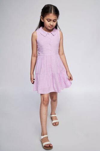 2 - Lilac Self Design Flounce Dress, image 2