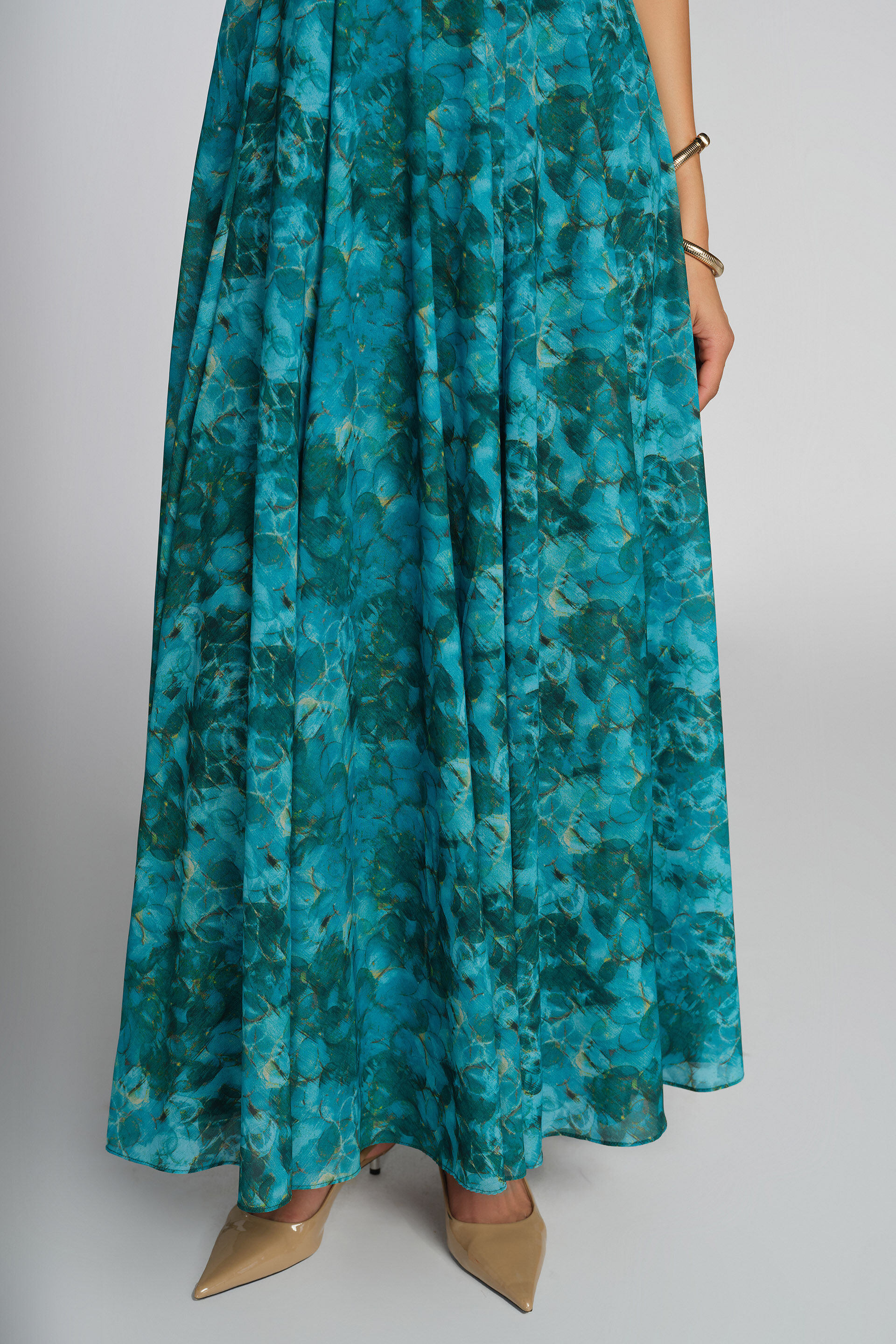 Verde Flared Dress, Green, image 5