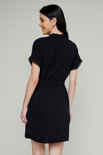 Black Solid Straight Dress, Black, image 5