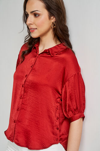 Red Floral Straight Top, Red, image 4