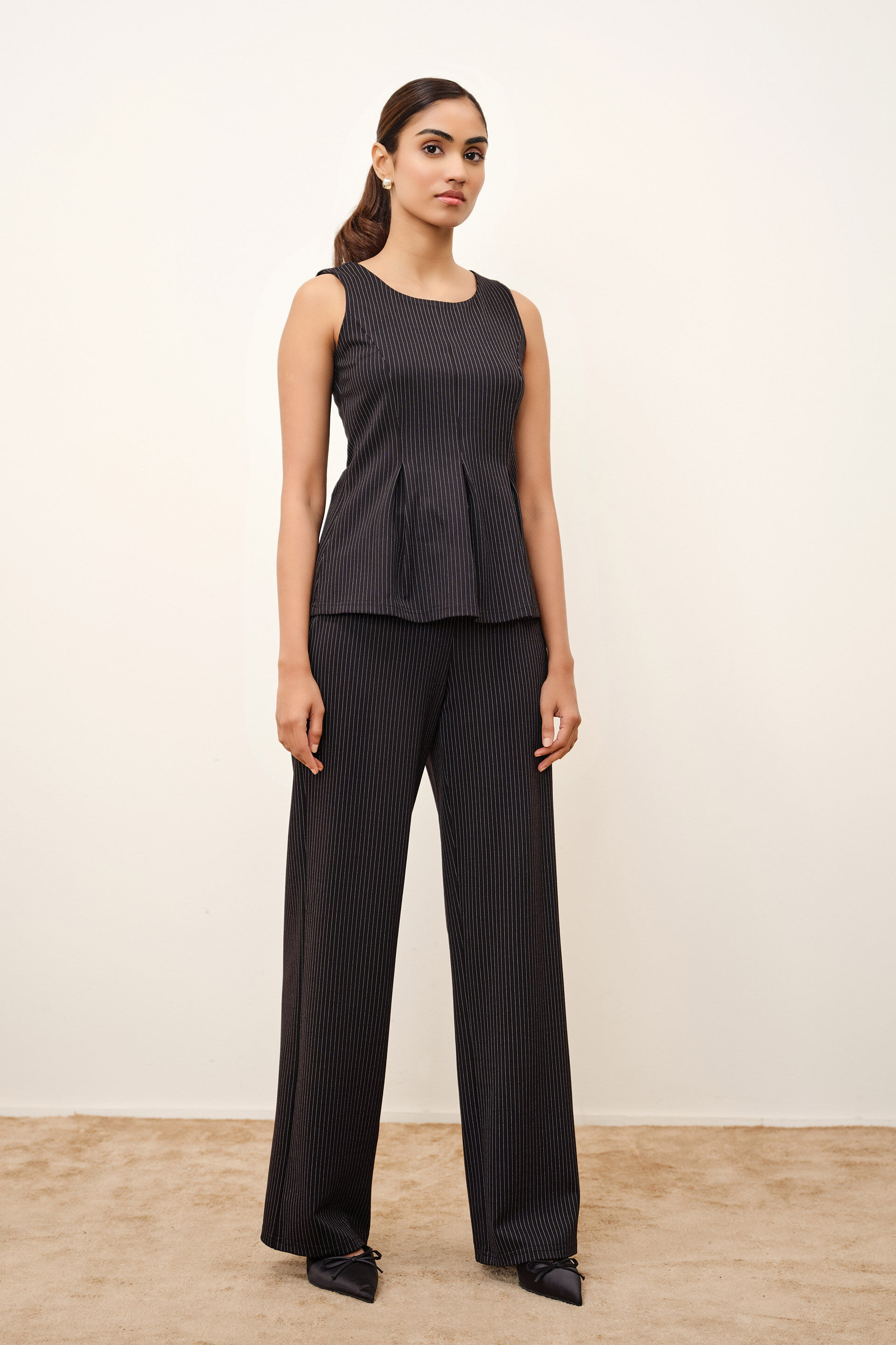 Clarette Black Peplum Top, Black, image 3