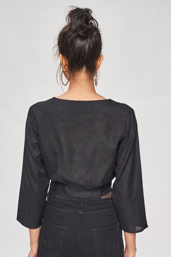 4 - Black Floral Tie-Ups Sheath Top, image 4
