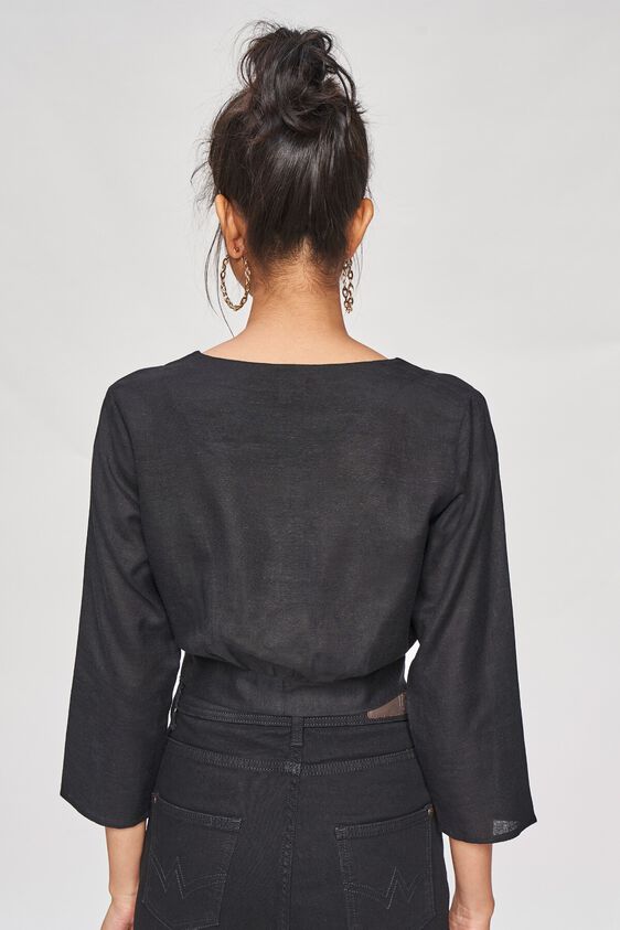4 - Black Floral Tie-Ups Sheath Top, image 4
