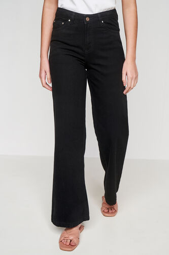 Black Solid Flared Bottom, Black, image 1