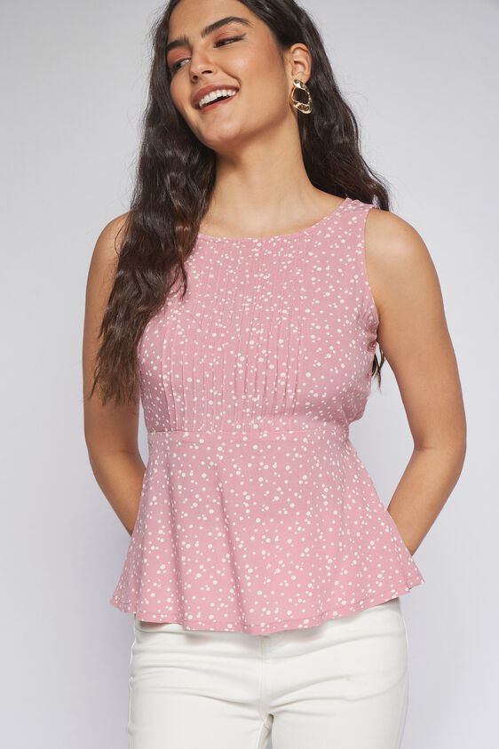 1 - Pink Polka Dots Peplum Top, image 2