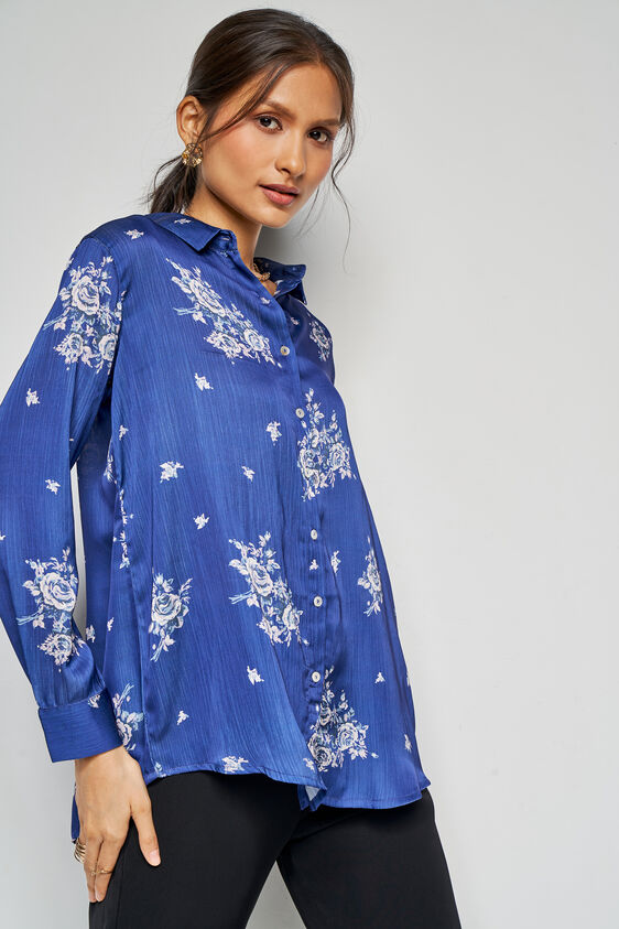 Inky Floral Top, Navy Blue, image 6