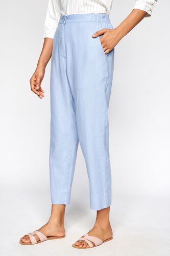 4 - Powder Blue Solid Straight Pants, image 4