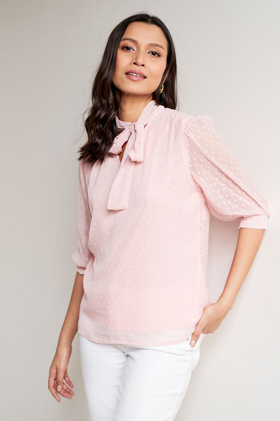 Light Pink Solid Straight Top, Light Pink, image 1