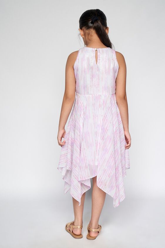 3 - Pink Abstract Printed Asymmetric Dress, image 3