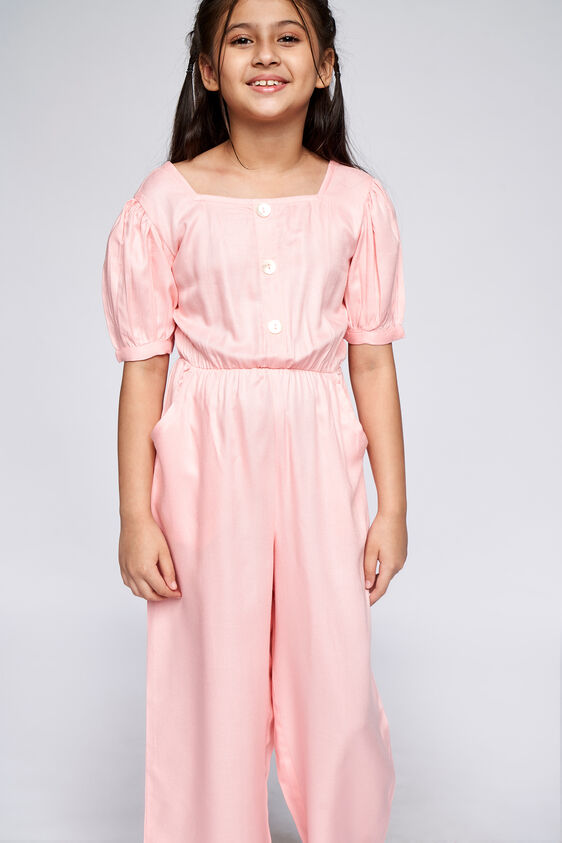 2 - Pink Solid Straight Jumpsuit, image 2