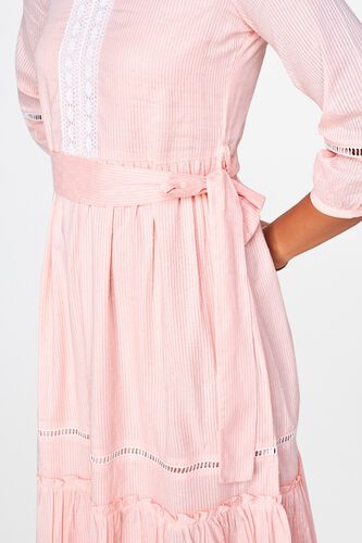 5 - Peach Stripes Fit and Flare Maxi Dress, image 5