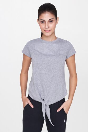 1 - Grey Round Neck A-Line Regular T-Shirts, image 1