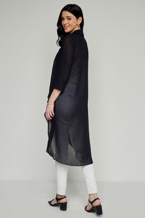 Black Solid High-Low Shrug, Black, image 5