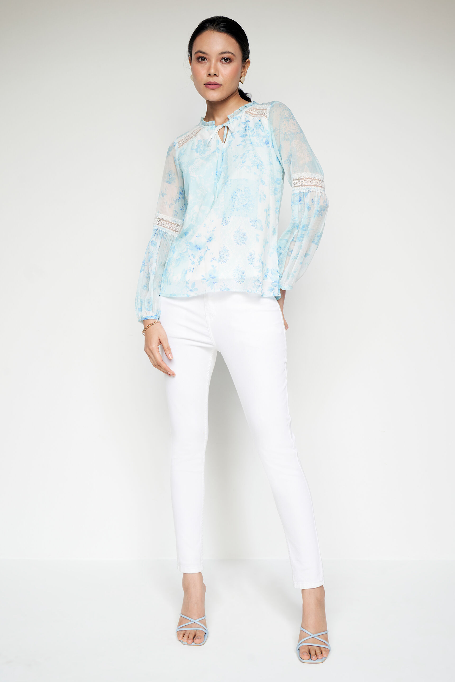 Heavenward Floral Top, Blue, image 2