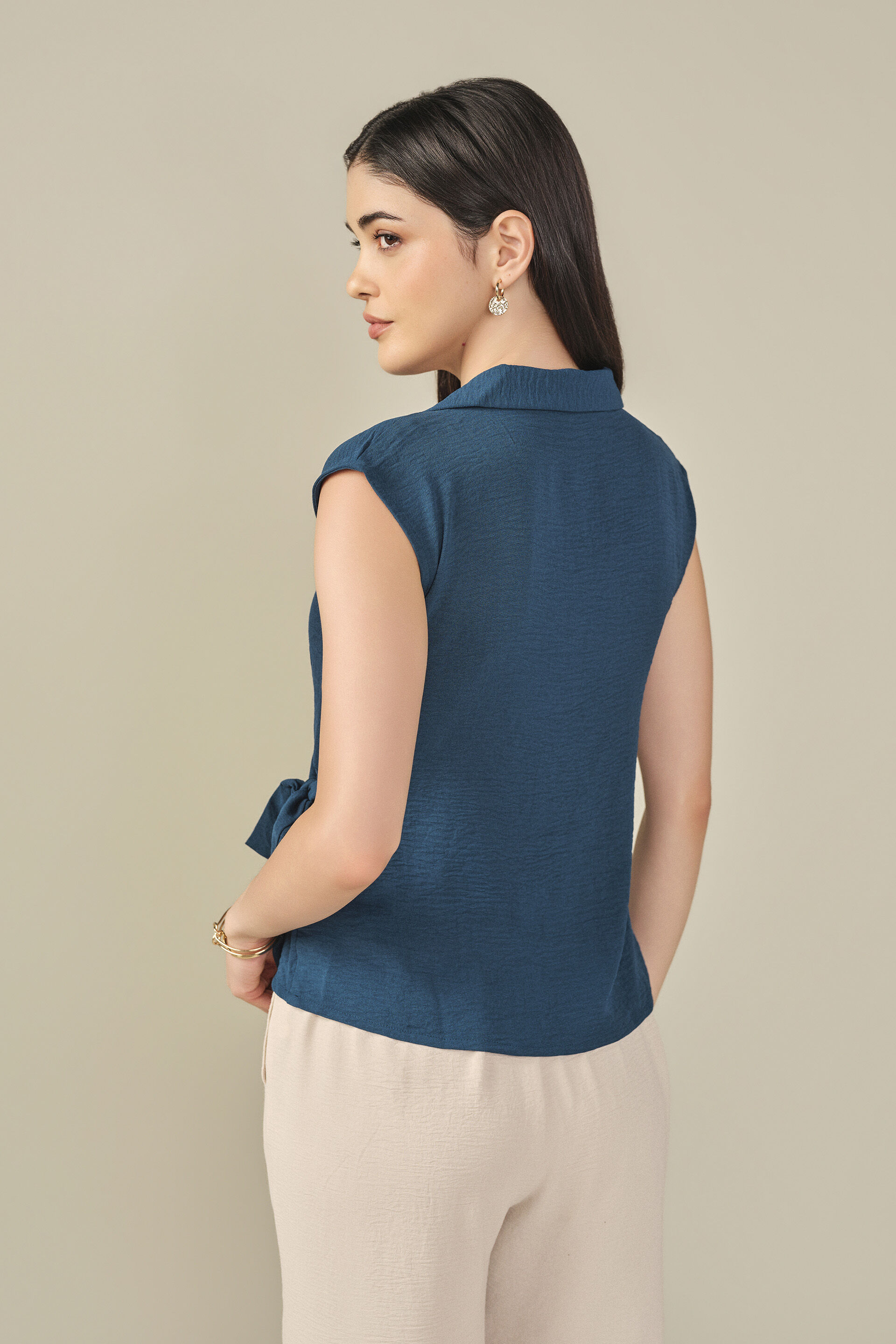 Solid Tie-up Top in Teal, Teal, image 6