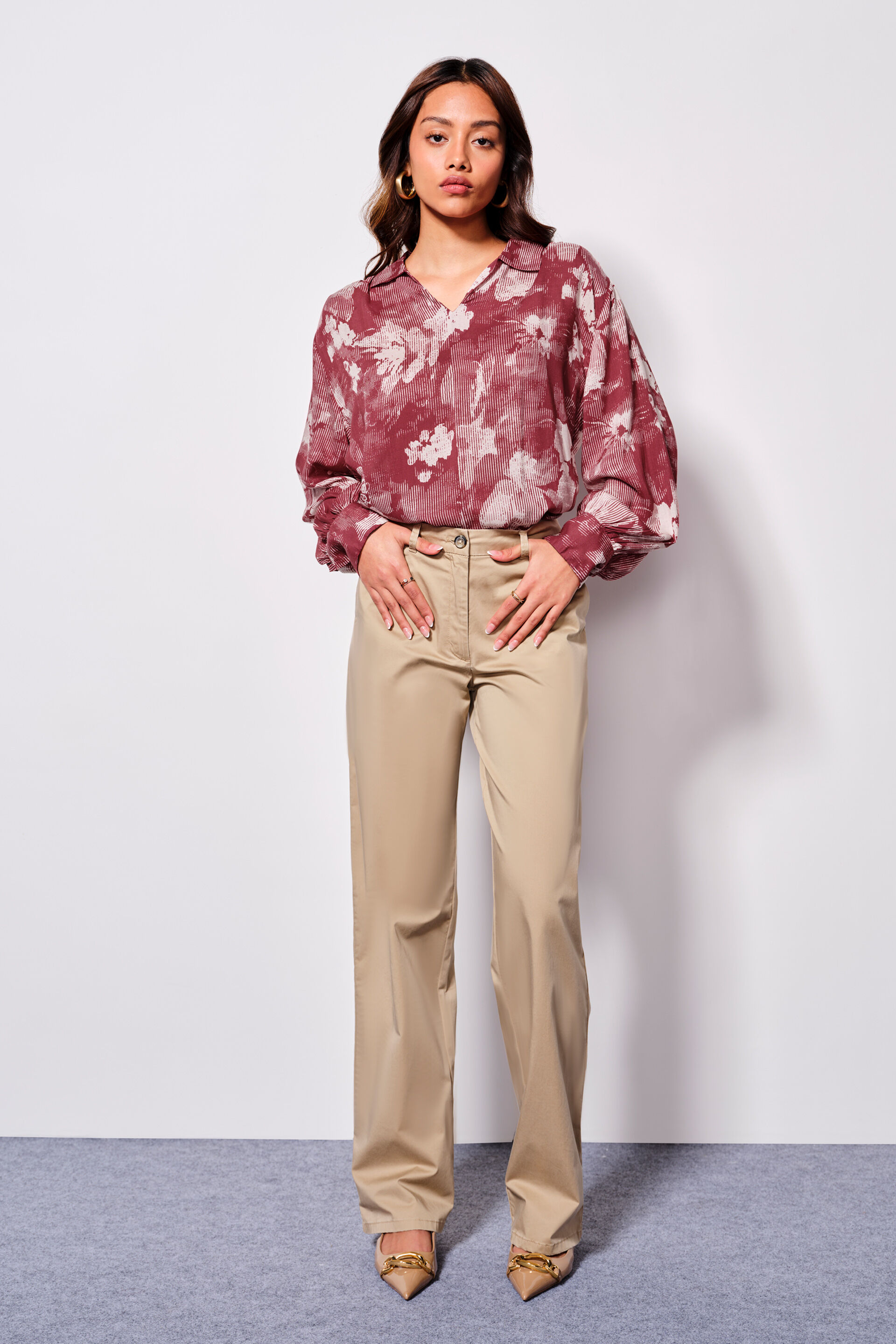Serene Flora Modal Tops, Maroon, image 2