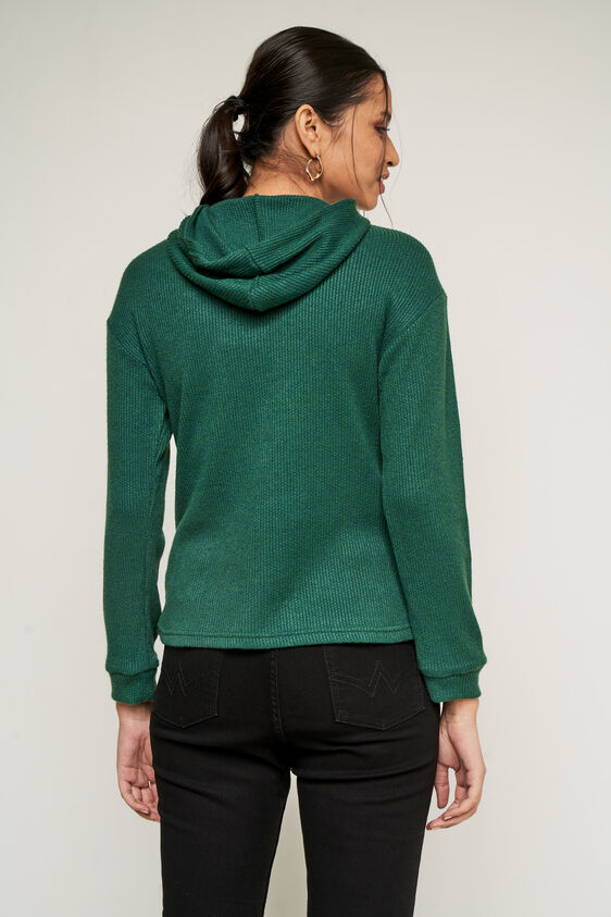 Green Solid V-Neck Top, Green, image 3