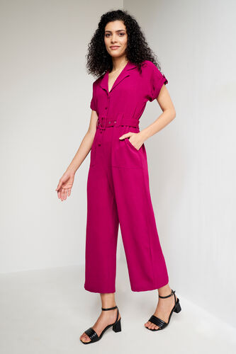 Pink Solid Straight Jumpsuit, Pink, image 2