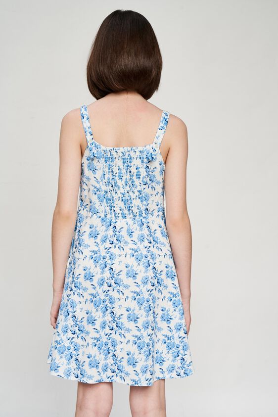 4 - Blue Floral Printed Fit And Flare Dress, image 4