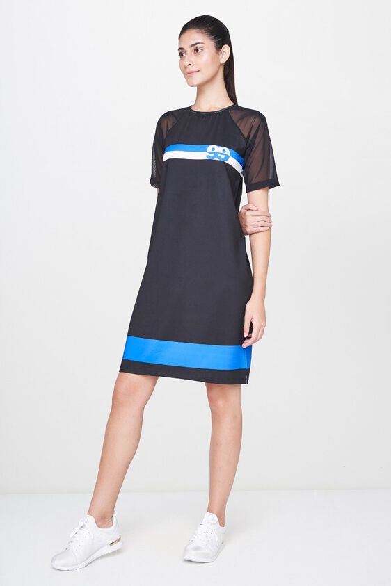 3 - Black Stripes A-Line Knee Length Dress, image 3