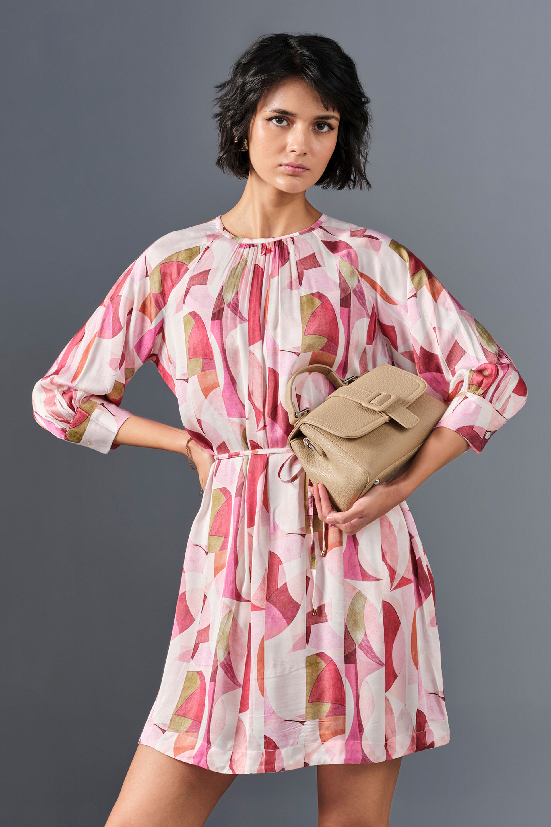 Boho Blossom Viscose Dress, Pink, image 4