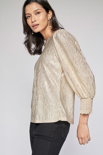1 - Gold Solid Fit and Flare Top, image 1