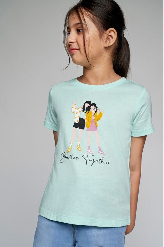 2 - Green Graphic Embroidered Straight Top, image 2