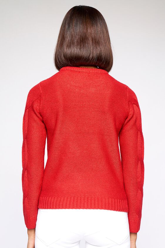 5 - Red Self Design Straight Top, image 5