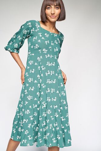 2 - Sage Green Floral Fit and Flare Dress, image 2