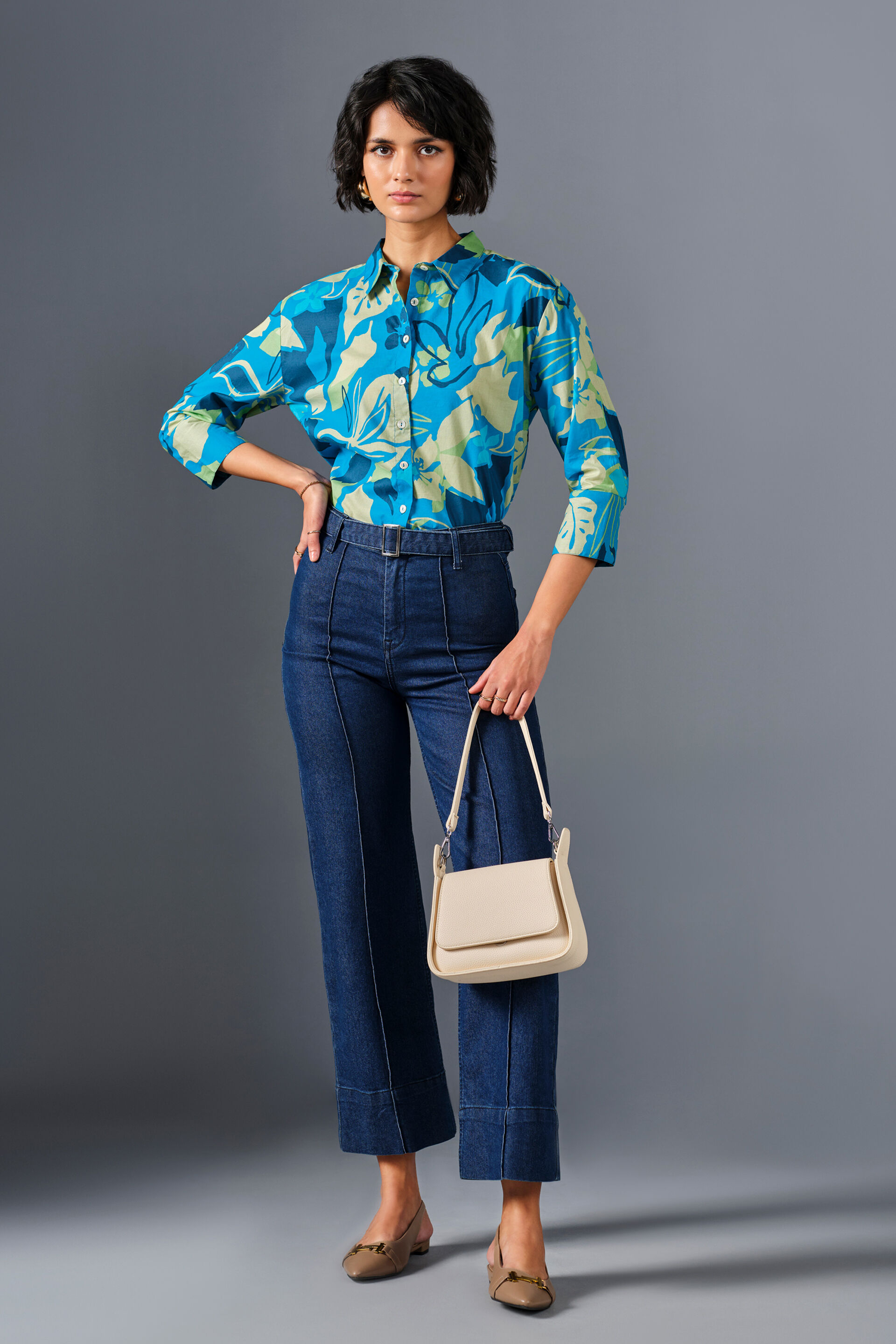 Coral Reef Cotton Shirt, Blue, image 2