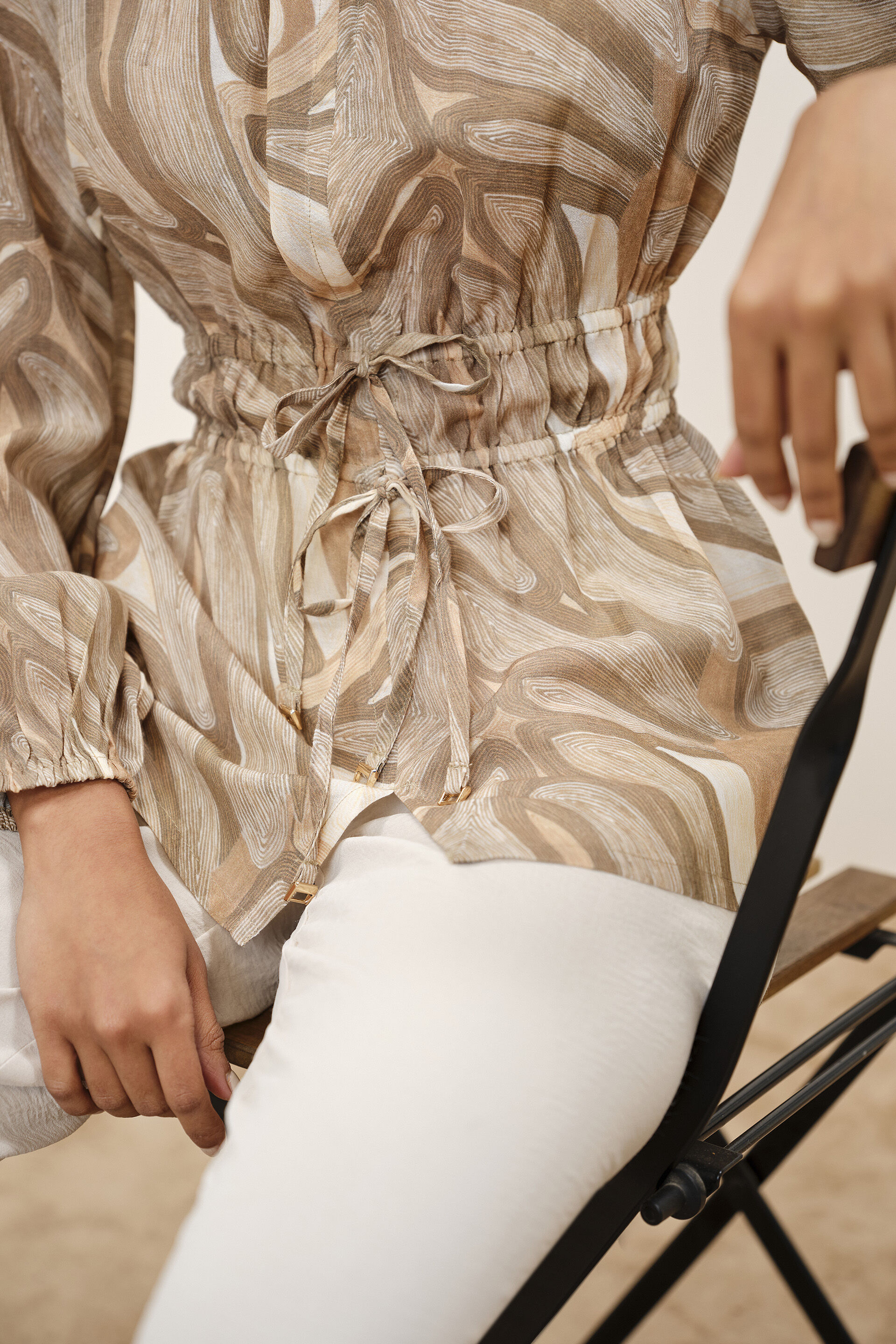 Brielle Printed Brown Top, Brown, image 5