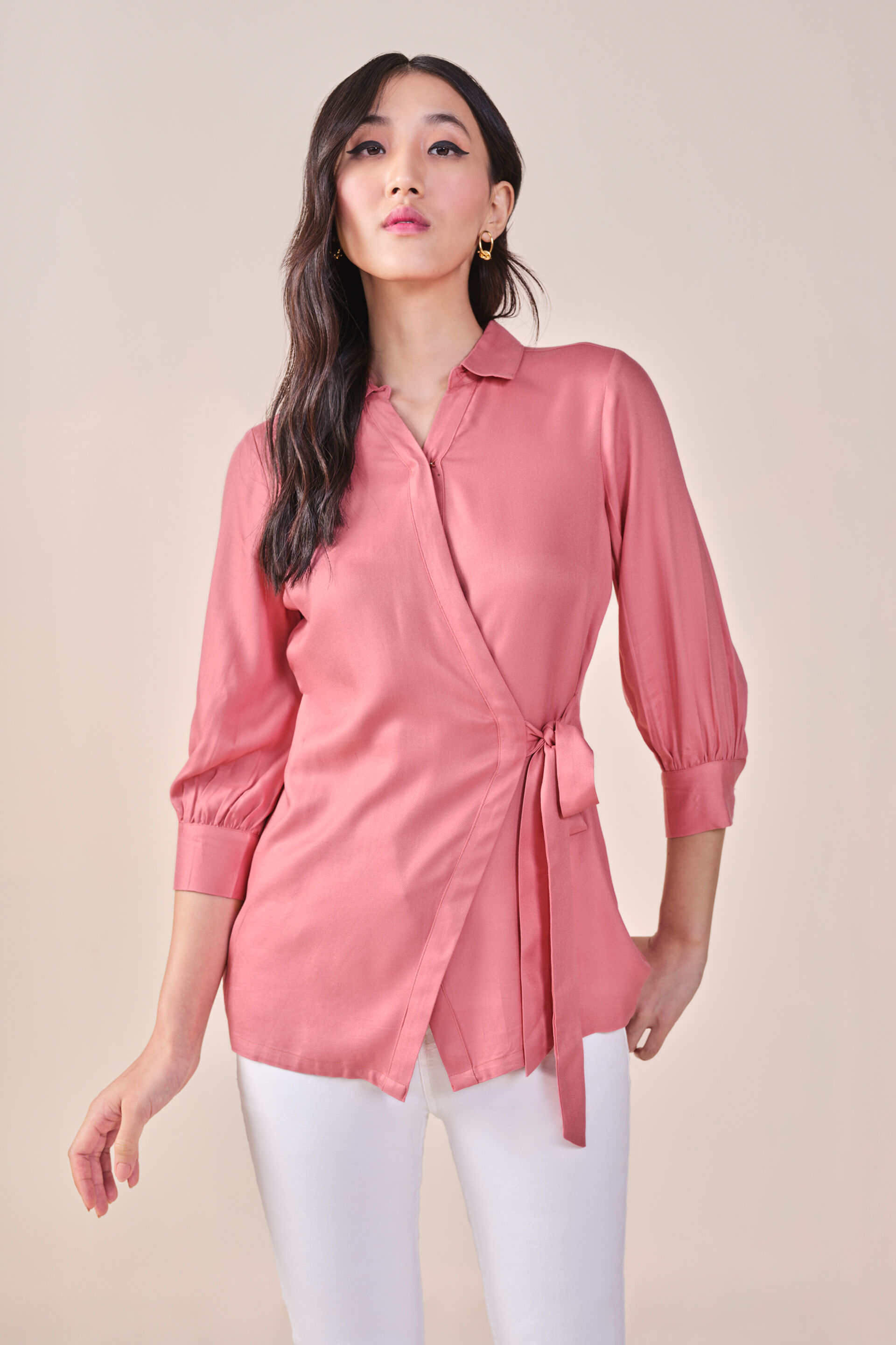 It'S A Wrap Viscose Shirt, Light Pink, image 1