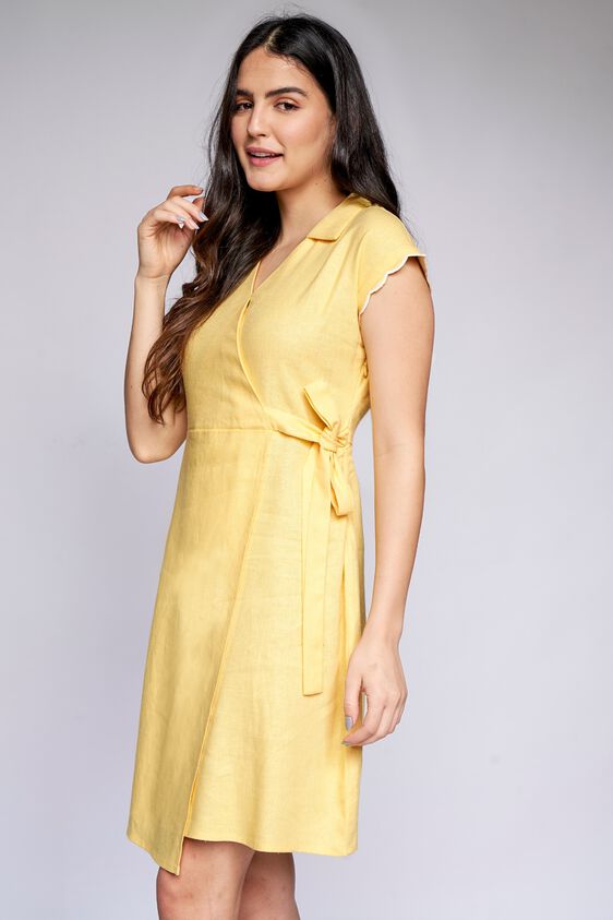 3 - Yellow Solid Straight Dress, image 4