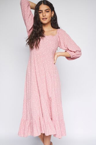 1 - Pink Polka Dots Curved Dress, image 1