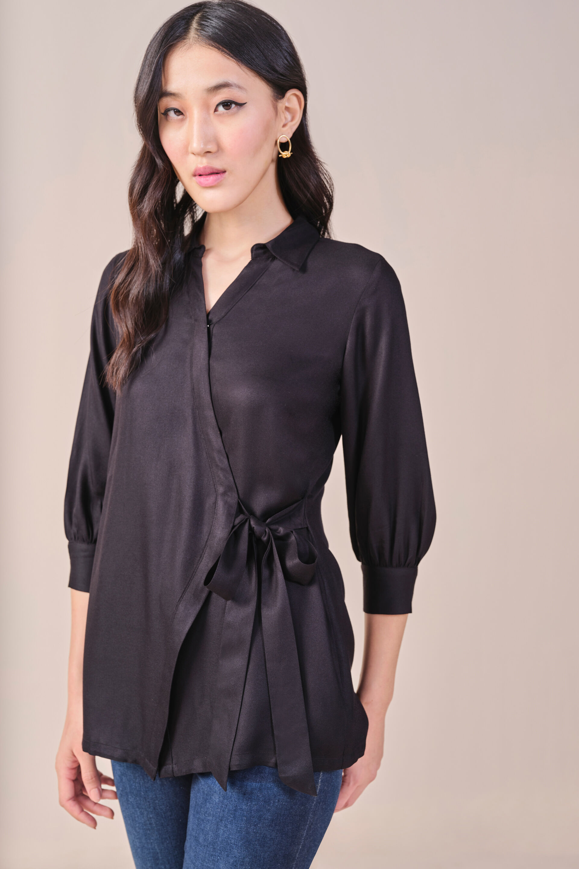 It'S A Wrap Viscose Shirt, Black, image 3