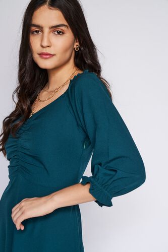 1 - Green Solid Flared Dress, image 1