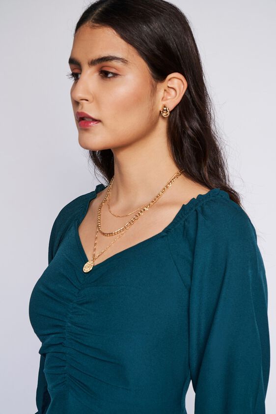 6 - Green Solid Flared Dress, image 6