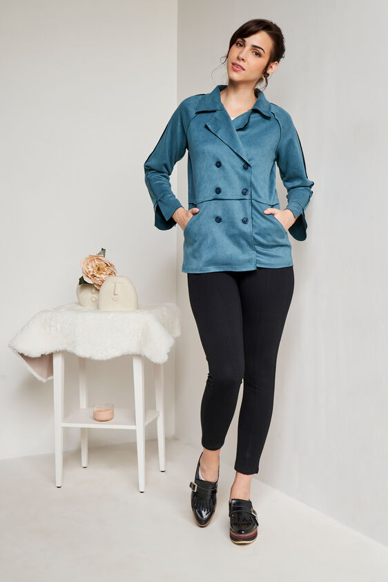 Teal Solid Straight Jacket, Teal, image 1