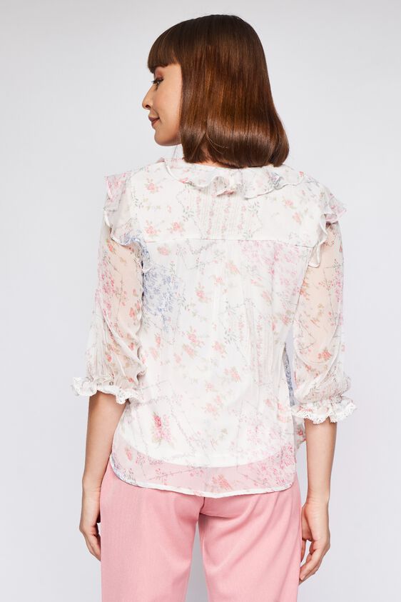 White Floral Blouson Top, , image 6