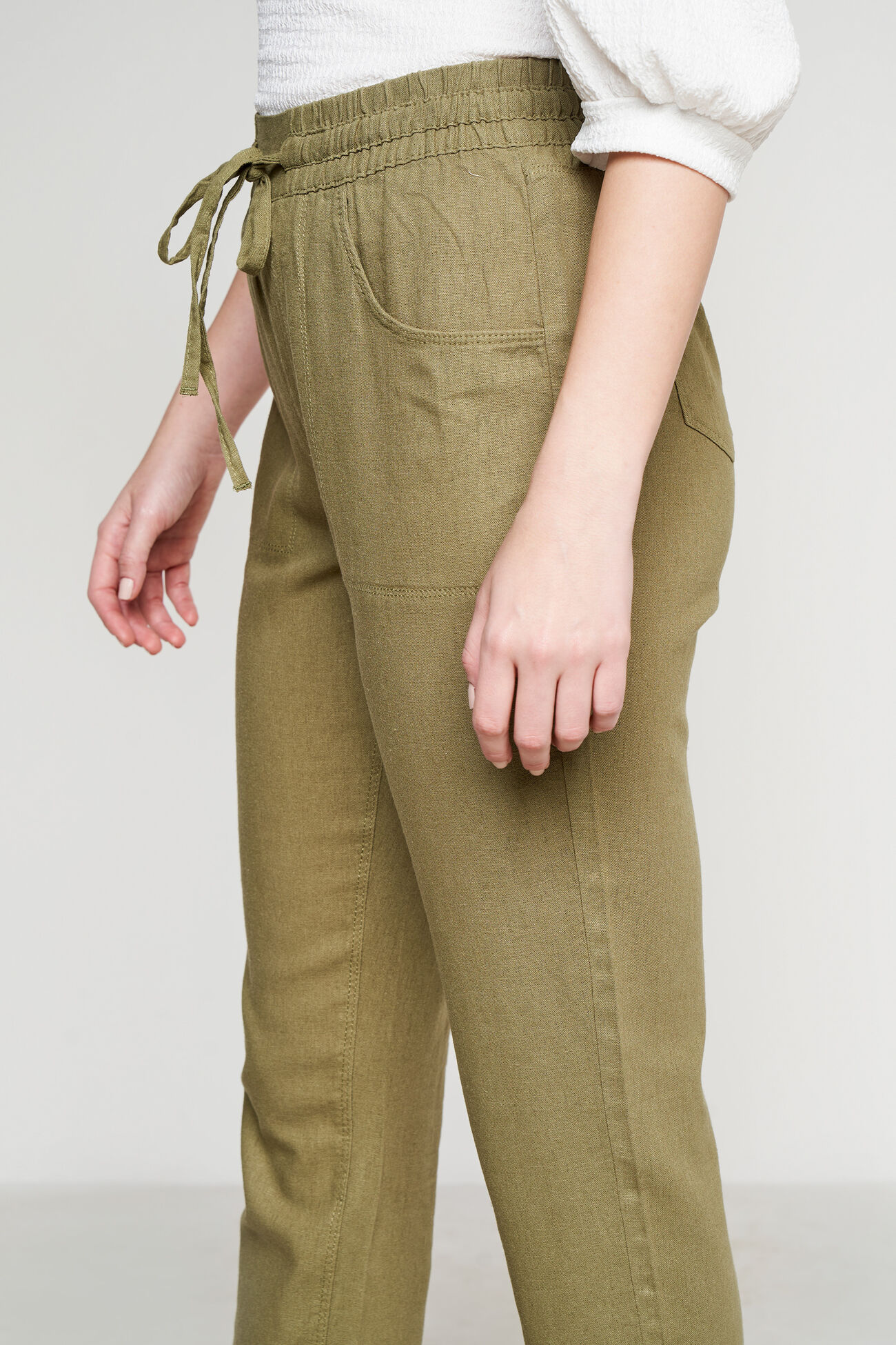 Black Linen Trouser, Olive, image 4