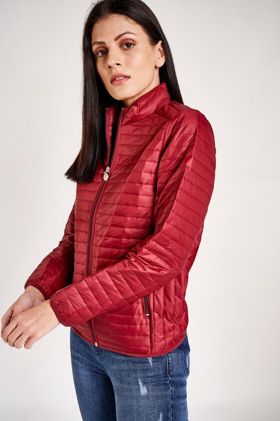 3 - Wine High Neck Puffer Jacket, image 3