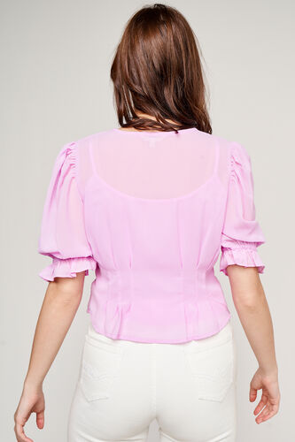 Lilac Embroidered Peplum Top, Lilac, image 5