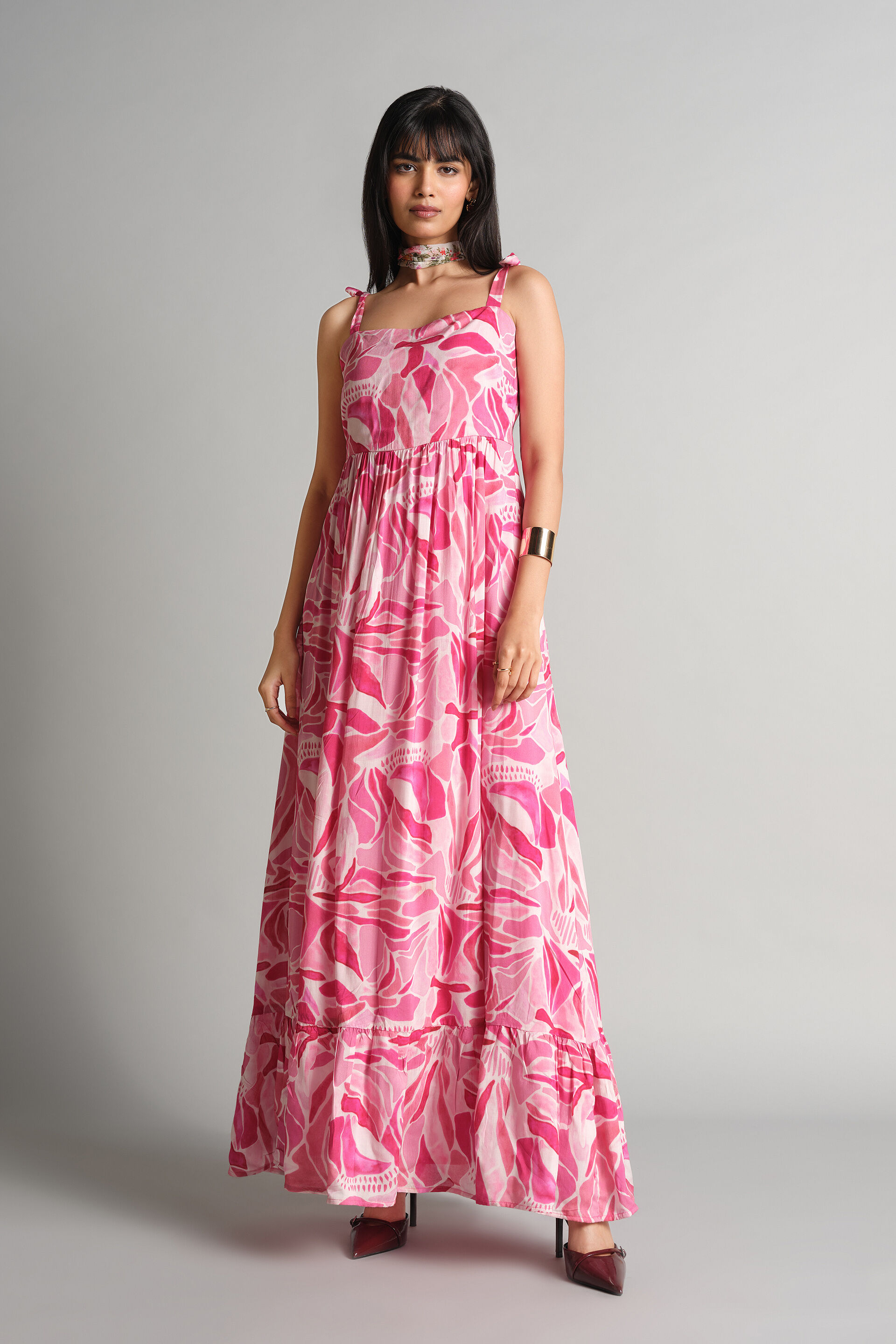 chinese dress ladies Plus Size Pop Jewel Long Printed Dress Online in India main image 0