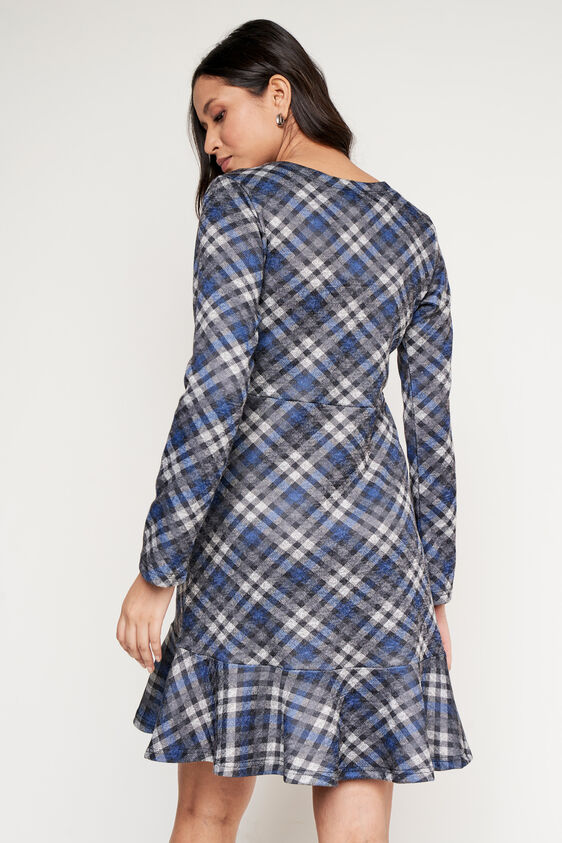 Grey Checks Flounce Dress, Grey, image 3