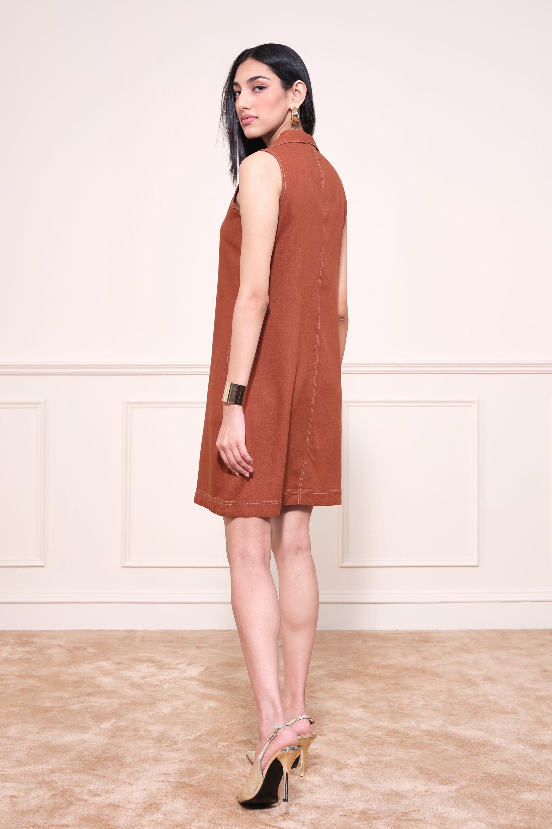 Brio Brown Shift Dress, Brown, image 6