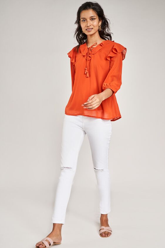 1 - Orange Solid A-Line Top, image 1